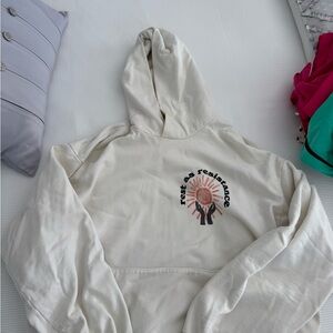 Cream MadHaopy Hoodie with Graphic Design